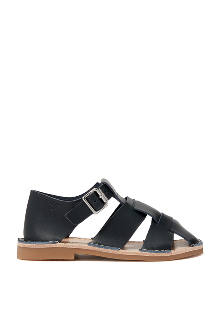Emporio Armani Crossover Strap Leather Sandals